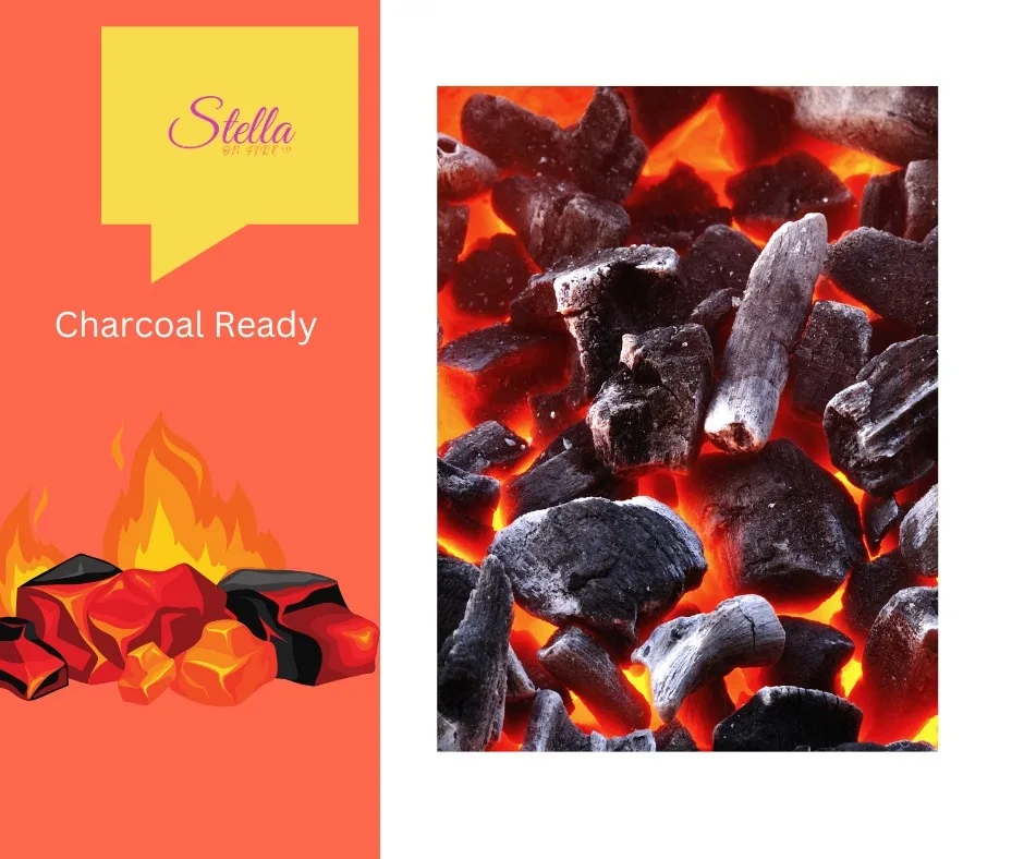 charcoal ready covered with gray ash